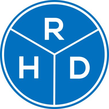 Beyaz arka planda RHD harf logosu tasarımı. RHD yaratıcı daire harfi logosu. RHD harf tasarımı.