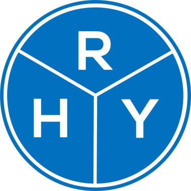 Beyaz arka planda RHY harf logosu tasarımı. Yaratıcı yuvarlak harf logosu kavramı. RHY harf tasarımı.