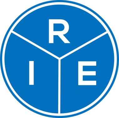 Beyaz arka planda RIE mektup logosu tasarımı. RIE yaratıcı daire harf logosu konsepti. RIE mektup tasarımı.