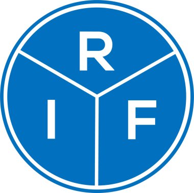 Beyaz arka planda RIF harf logosu tasarımı. RIF yaratıcı daire harfi logosu konsepti. RIF harf tasarımı.