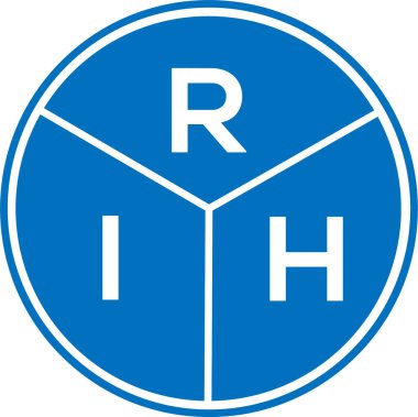 Beyaz arka planda RIH harf logosu tasarımı. RIH yaratıcı daire harfi logosu. RIH harf tasarımı.