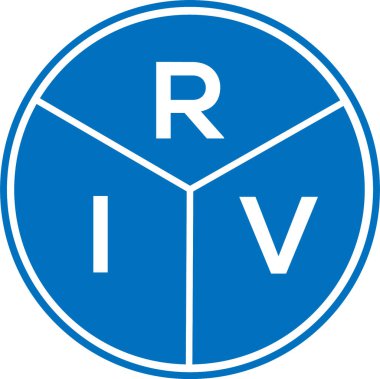 Beyaz arka planda RIV harf logosu tasarımı. RIV yaratıcı daire harfi logosu. RIV harf tasarımı.