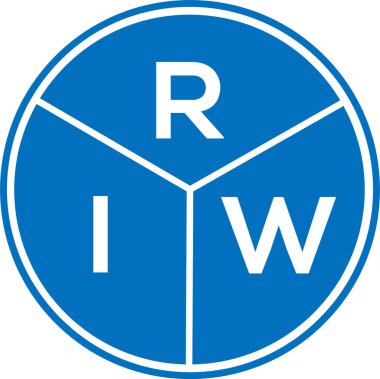 Beyaz arka planda RIW harf logosu tasarımı. RIW yaratıcı daire harfi logosu. RIW harf tasarımı.