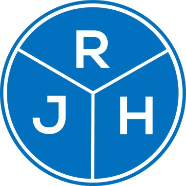 Beyaz arka planda RJH harf logosu tasarımı. RJH yaratıcı daire harfi logosu konsepti. RJH harf tasarımı.