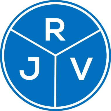 Beyaz arka planda RJV harf logosu tasarımı. Karavan yaratıcı daire harfi logosu konsepti. RJV harf tasarımı.