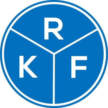 Beyaz arkaplanda RKF harf logosu tasarımı. RKF yaratıcı daire harfi logosu konsepti. RKF harf tasarımı.