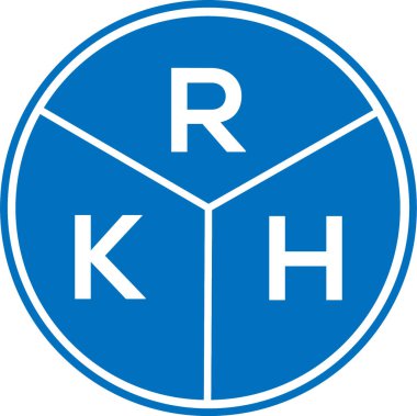 Beyaz arkaplanda RKH harf logosu tasarımı. RKH yaratıcı daire harfi logosu konsepti. RKH harf tasarımı.