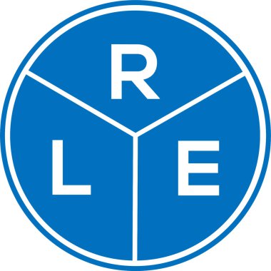 Beyaz arkaplanda RLE harf logosu tasarımı. Yaratıcı yuvarlak harf logosu kavramı. RLE harf tasarımı.