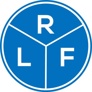 Beyaz arka planda RLF harf logosu tasarımı. RLF yaratıcı daire harfi logosu konsepti. RLF harf tasarımı.