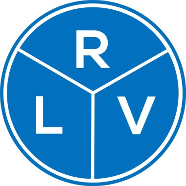 Beyaz arkaplanda RLV harf logosu tasarımı. RLV yaratıcı daire harfi logosu konsepti. RLV harf tasarımı.