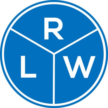 Beyaz arka planda RLW harf logosu tasarımı. RLW yaratıcı daire harfi logosu konsepti. RLW harf tasarımı.