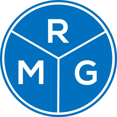 Beyaz arkaplanda RMG harf logosu tasarımı. RMG yaratıcı daire harfi logosu konsepti. RMG harf tasarımı.