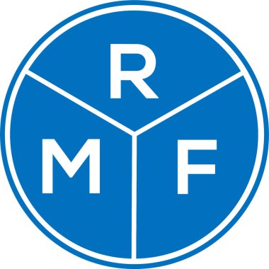 Beyaz arka planda RMF harf logosu tasarımı. RMF yaratıcı daire harfi logosu konsepti. RMF harf tasarımı.