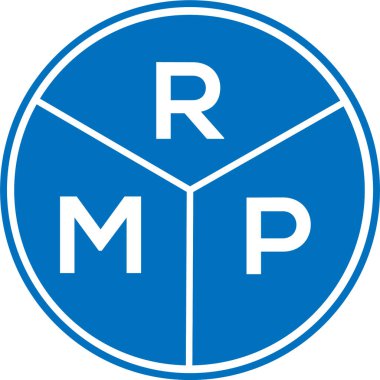 Beyaz arka planda RMP harfi logo tasarımı. RMP yaratıcı daire harfi logosu. RMP harf tasarımı.