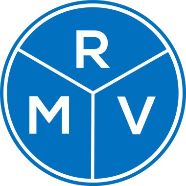 Beyaz arka planda RMV harf logosu tasarımı. Karavan yaratıcı daire harfi logosu konsepti. RMV harf tasarımı.