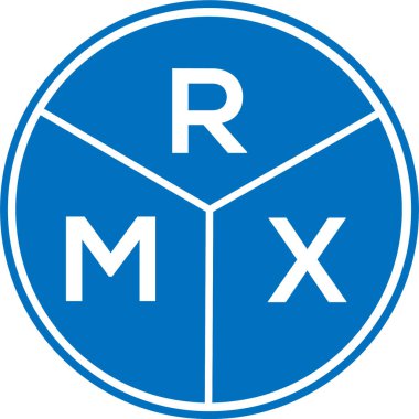 Beyaz arka planda RMX harfli logo tasarımı. RMX yaratıcı daire harfi logosu konsepti. RMX harf tasarımı.