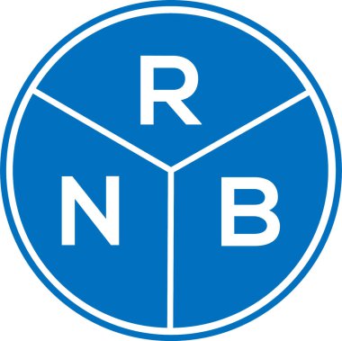 Beyaz arka planda RNB harfi logo tasarımı. RNB yaratıcı daire harfi logosu konsepti. RNB harf tasarımı.