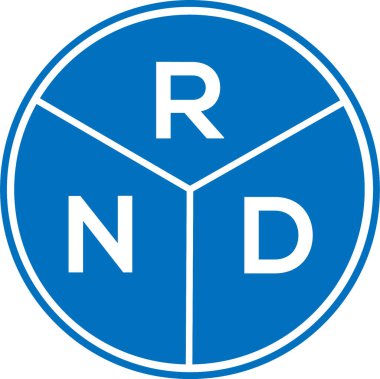 Beyaz arka planda RND harf logosu tasarımı. RND yaratıcı daire harfi logosu konsepti. RND harf tasarımı.