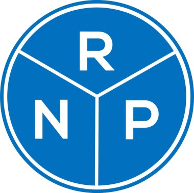 Beyaz arka planda RNP harf logosu tasarımı. RNP yaratıcı daire harfi logosu konsepti. RNP harf tasarımı.