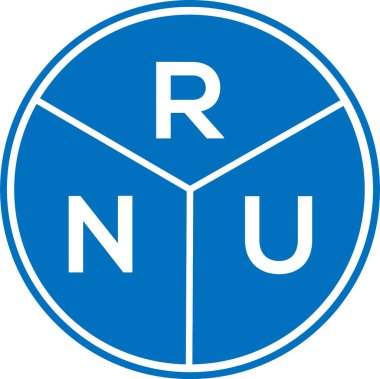 Beyaz arka planda RNU harf logosu tasarımı. RNU yaratıcı daire harfi logosu konsepti. RNU harf tasarımı.