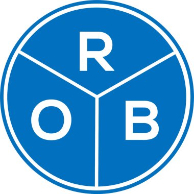 Beyaz arka planda ROB harfi logo tasarımı. ROB yaratıcı daire harf logosu konsepti. ROB harf tasarımı.