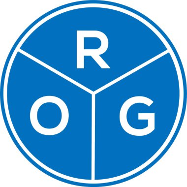 Beyaz arkaplanda ROG harf logosu tasarımı. ROG yaratıcı daire harfi logosu konsepti. ROG harf tasarımı.