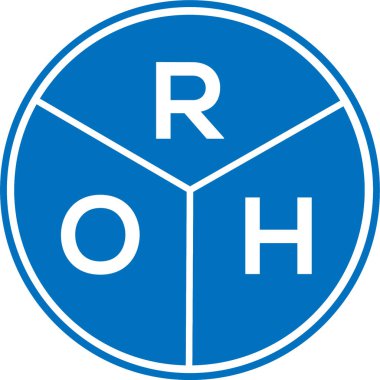Beyaz arkaplanda ROH harf logosu tasarımı. ROH yaratıcı daire harfi logosu. ROH harf tasarımı.