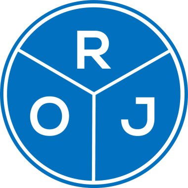Beyaz arka planda ROJ harf logosu tasarımı. ROJ yaratıcı daire harfi logosu. ROJ harf tasarımı.