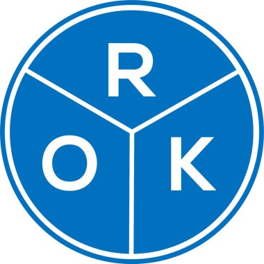 Beyaz arka planda ROK harf logosu tasarımı. ROK yaratıcı daire harfi logosu. ROK harf tasarımı.