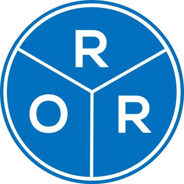 Beyaz arkaplanda ROR harf logosu tasarımı. Yaratıcı yuvarlak harf logosu kavramı. ROR harf tasarımı.