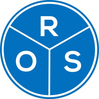 Beyaz arka planda ROS harfi logo tasarımı. ROS yaratıcı daire harfi logosu. ROS harf tasarımı.