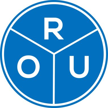 ROU harfi logo tasarımı beyaz arka planda. ROU yaratıcı daire harfi logosu. ROU harf tasarımı.