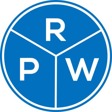 Beyaz arka planda RPW harf logosu tasarımı. RPW yaratıcı daire harfi logosu konsepti. RPW harf tasarımı.
