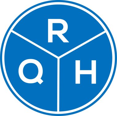 Beyaz arkaplanda RQH harf logosu tasarımı. RQH yaratıcı daire harfi logosu konsepti. RQH harf tasarımı.