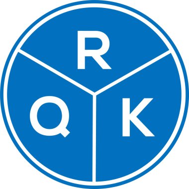 Beyaz arka planda RQK harf logosu tasarımı. RQK yaratıcı daire harfi logosu konsepti. RQK harf tasarımı.