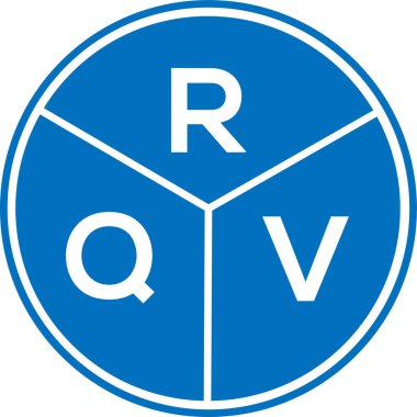 Beyaz arka planda RQV harf logosu tasarımı. RQV yaratıcı daire harfi logosu konsepti. RQV harf tasarımı.