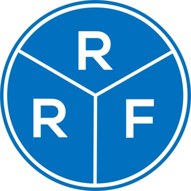 Beyaz arka planda RRF harf logosu tasarımı. RRF yaratıcı daire harfi logosu konsepti. RRF harf tasarımı.