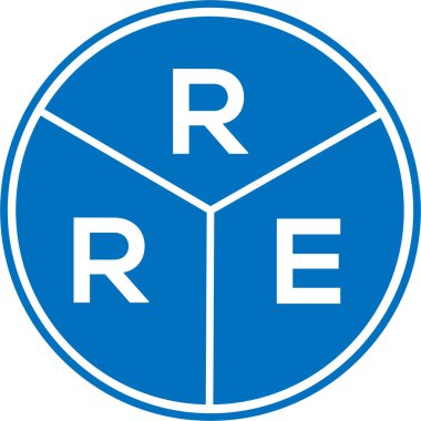 Beyaz arkaplanda RRE harf logosu tasarımı. RRE yaratıcı daire harfi logosu konsepti. RRE harf tasarımı.