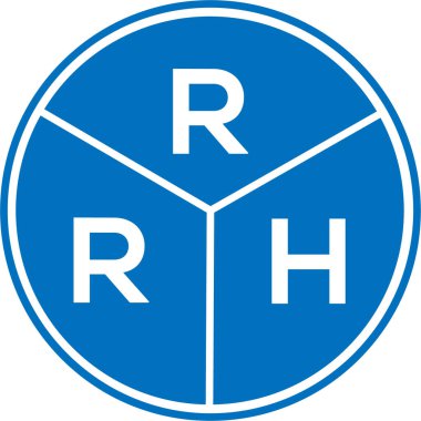 Beyaz arka planda RRH harf logosu tasarımı. RRH yaratıcı daire harfi logosu konsepti. RRH harf tasarımı.