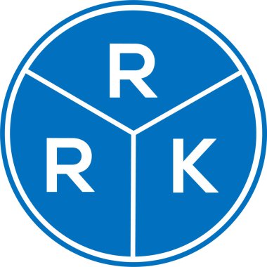 Beyaz arka planda RRK harf logosu tasarımı. RRK yaratıcı daire harfi logosu konsepti. RRK harf tasarımı.