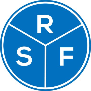 Beyaz arka planda RSF harf logosu tasarımı. RSF yaratıcı daire harfi logosu konsepti. RSF harf tasarımı.