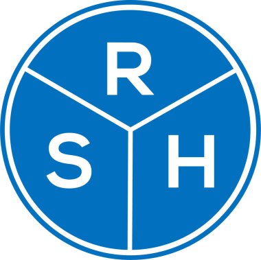 Beyaz arka planda RSH harfli logo tasarımı. Yaratıcı yuvarlak harf logosu konsepti. RSh harf tasarımı.