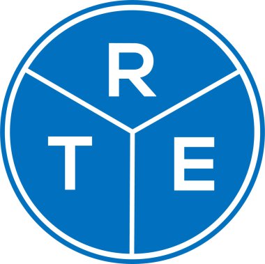 Beyaz arkaplanda RTE harfi logo tasarımı. RTE yaratıcı daire harfi logosu konsepti. RTE harf tasarımı.