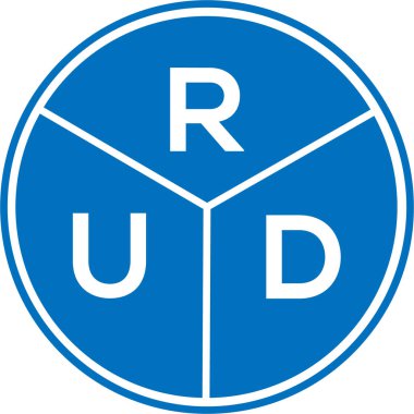 Beyaz arka planda Rud harfli logo tasarımı. Rud yaratıcı daire harf logosu konsepti. Rud harf tasarımı.