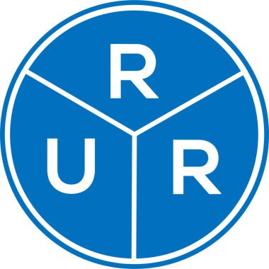 Beyaz arkaplanda RUR harf logosu tasarımı. Yaratıcı yuvarlak harf logosu kavramı. RUR harf tasarımı.