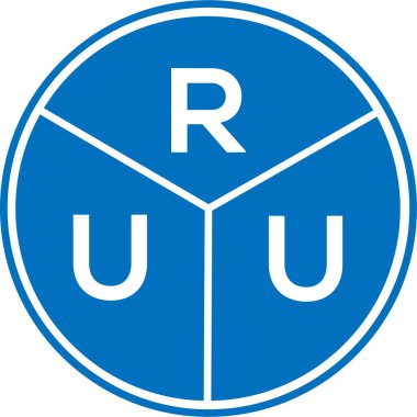Beyaz arka planda RUU harf logosu tasarımı. RUU yaratıcı daire harfi logosu. RUU harf tasarımı.