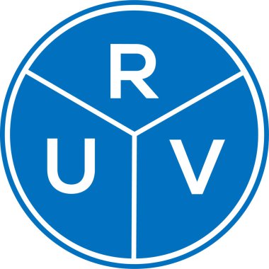 Beyaz arka planda RUV harfi logo tasarımı. RuV yaratıcı daire harfi logosu. RUV harf tasarımı.