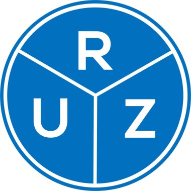 Beyaz arka planda RUZ harfi logo tasarımı. RUZ yaratıcı daire harfi logosu. RUZ harf tasarımı.