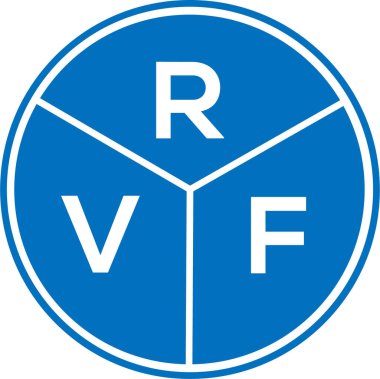 Beyaz arka planda RVF harf logosu tasarımı. RVF yaratıcı daire harfi logosu konsepti. RVF harf tasarımı.