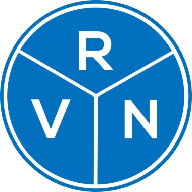 Beyaz arka planda RVN harf logosu tasarımı. RVN yaratıcı daire harfi logosu konsepti. RVN harf tasarımı.